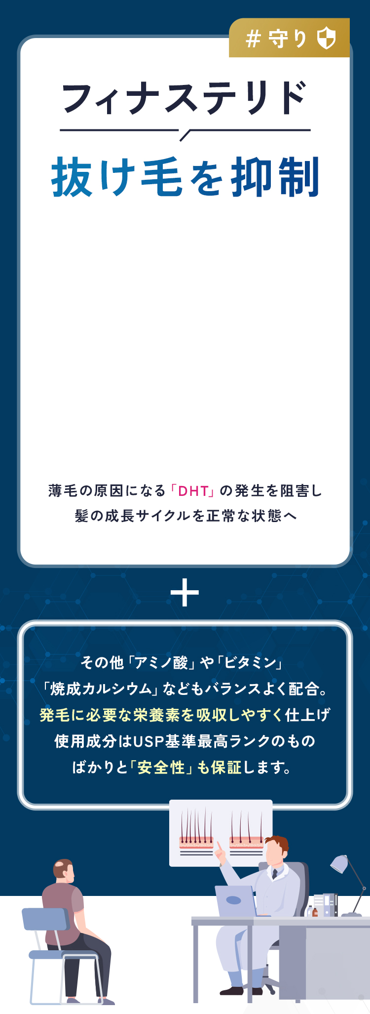 守りのフィナステリドが抜け毛を抑制