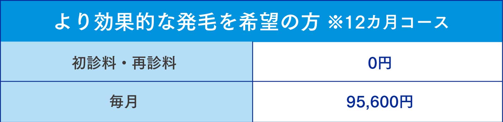 より効果的な発毛を希望の方※12ヵ月コース