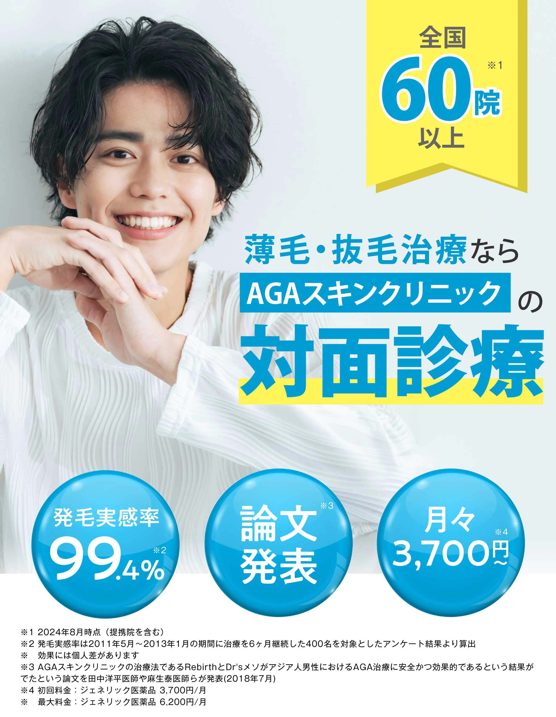 薄毛・抜け毛ならAGAスキンクリニックの対面治療