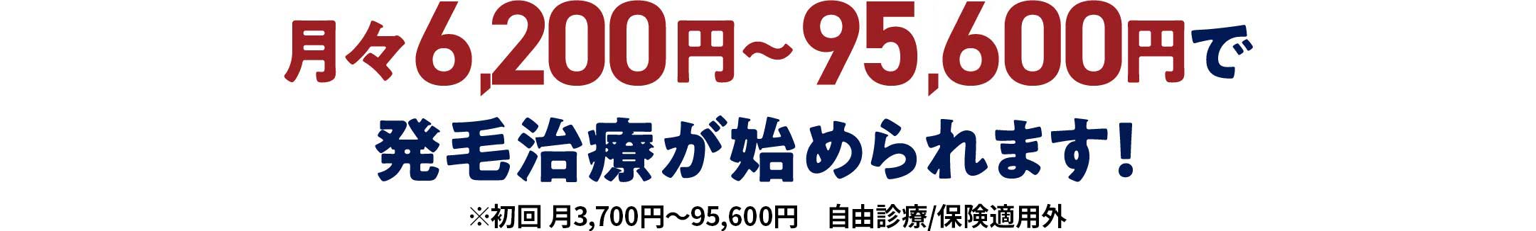 月々6,200円〜93,500円で発毛治療が始められます!