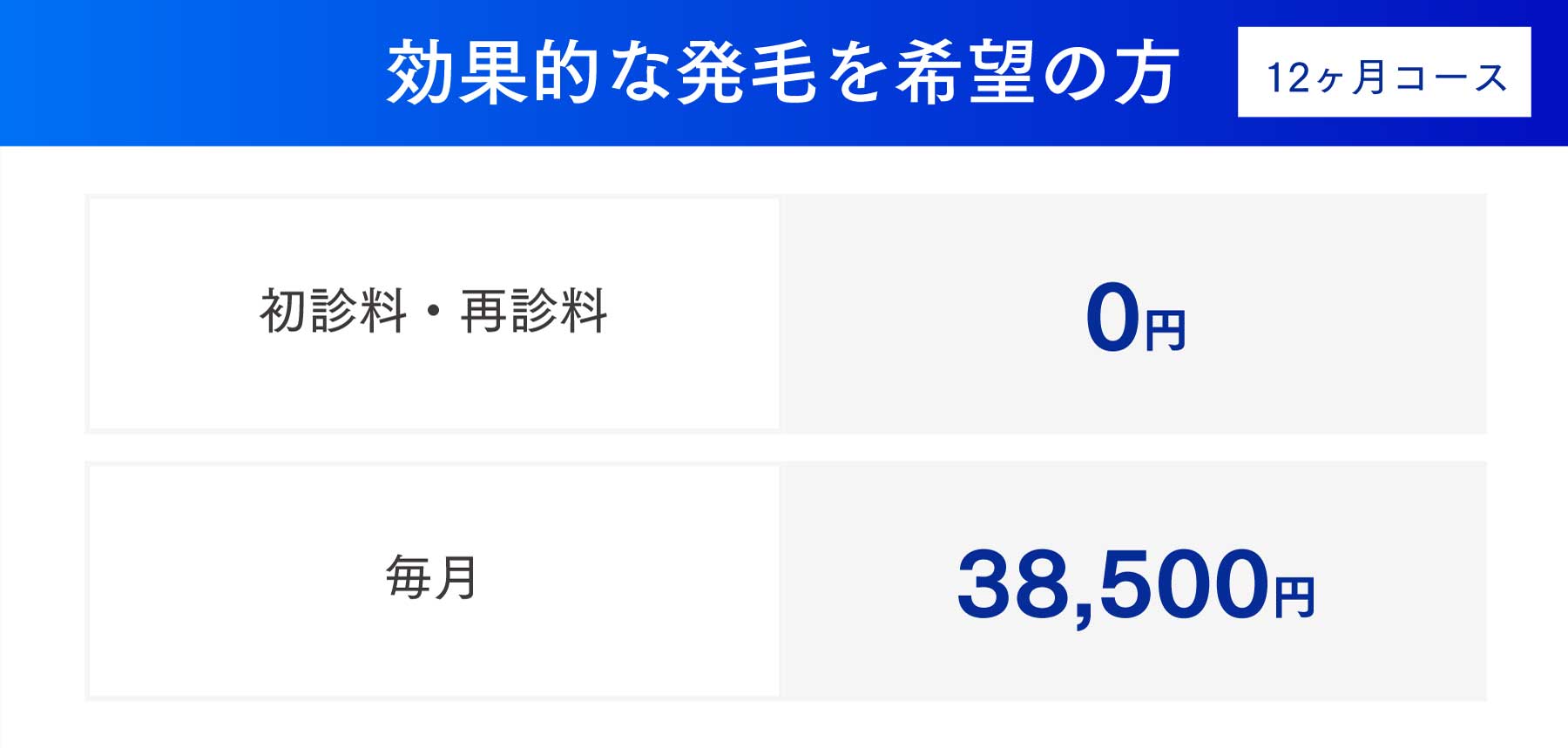 効果的な発毛を希望の方※12ヵ月コース