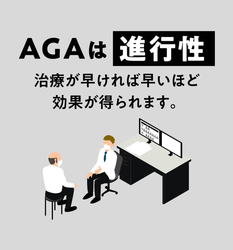 AGAは進行性 治療が早ければ早いほど効果が得られます。