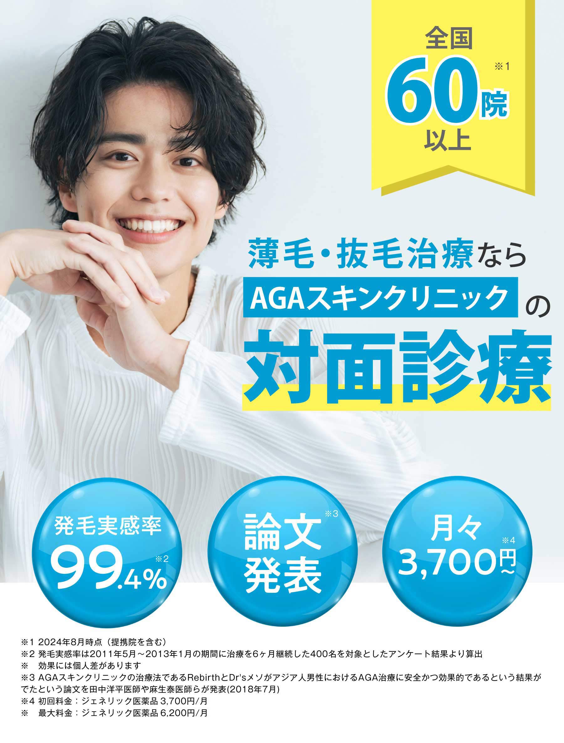 薄毛・抜毛治療ならAGAスキンクリニックの対面診療