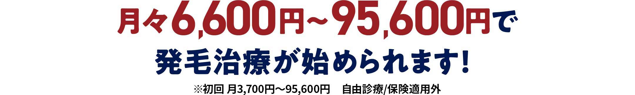 月々6,200円〜93,500円で発毛治療が始められます!